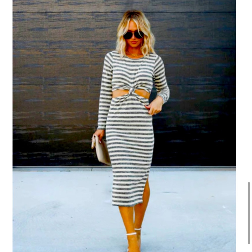 Striped, knit, cut out, midi dress, VICI